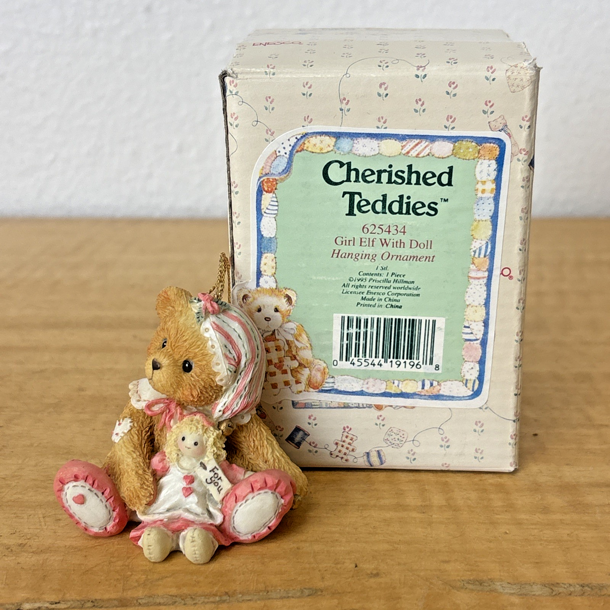 Cherished Teddies Girl Elf with Doll Hanging Ornament 625434 1995