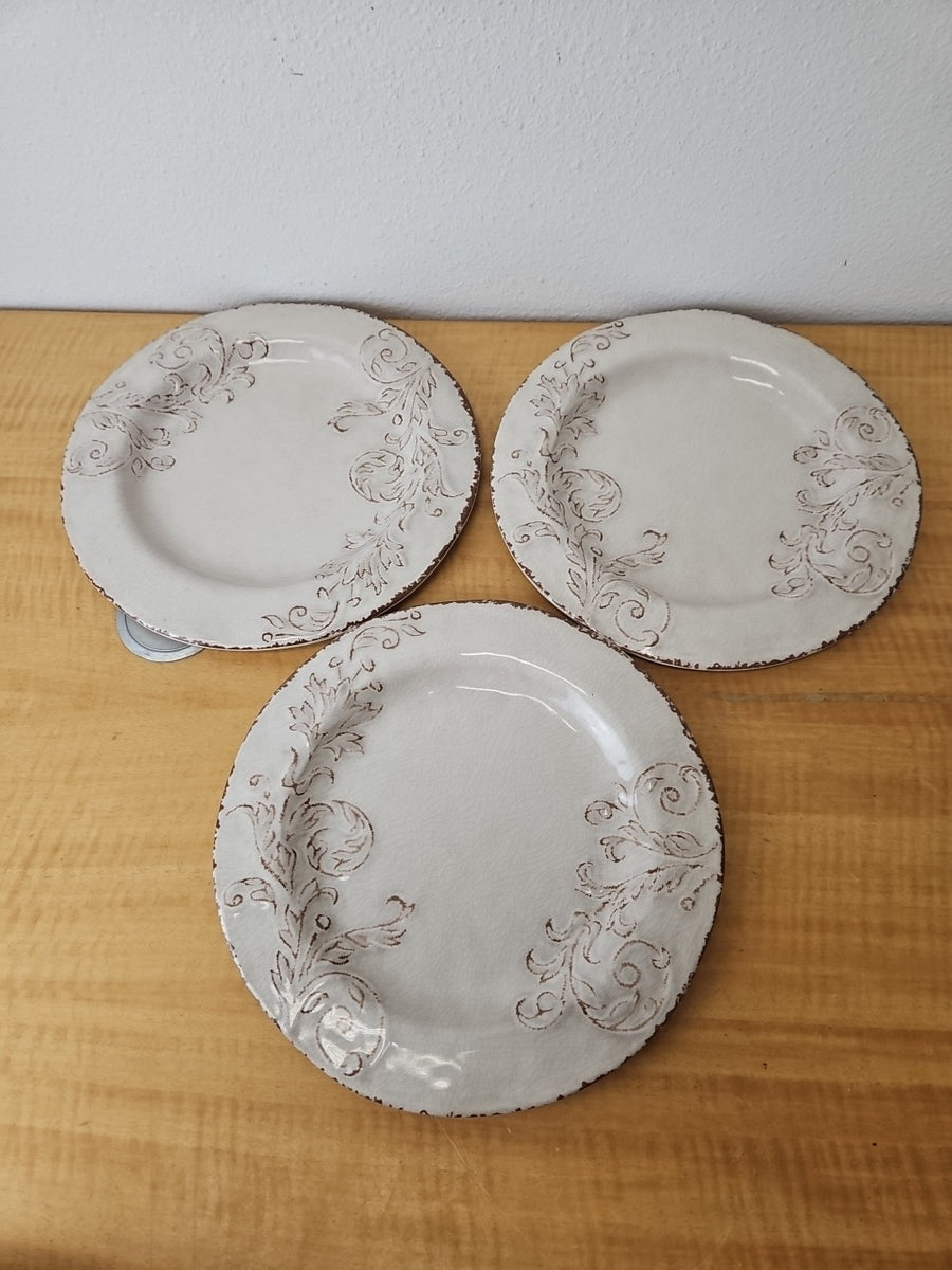 Set of Cynthia Rowley Melamine Aphorism Crackled Glaze Dinner 11