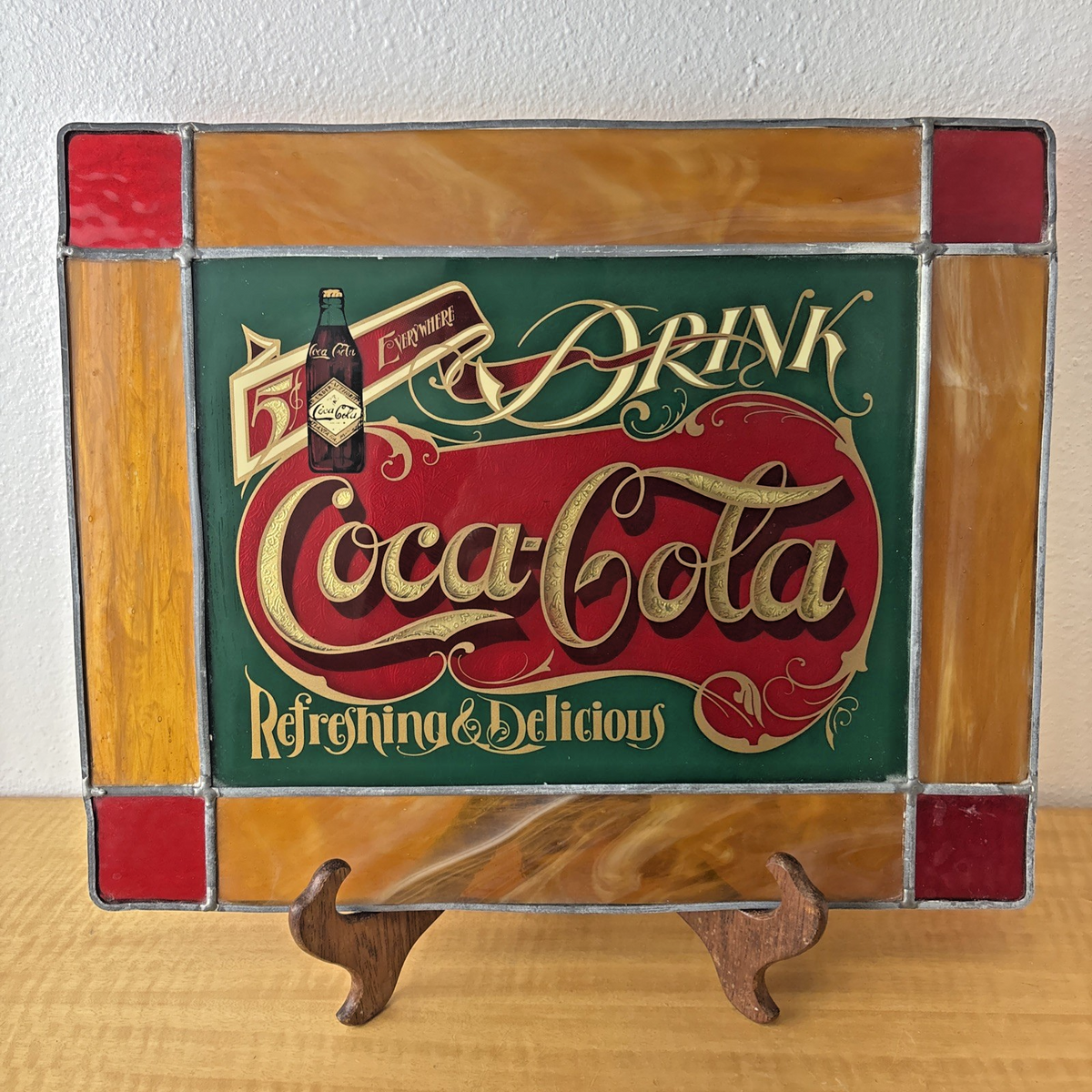 Vintage Coca Cola Delicious & Refreshing Mirror Advertising Sign
