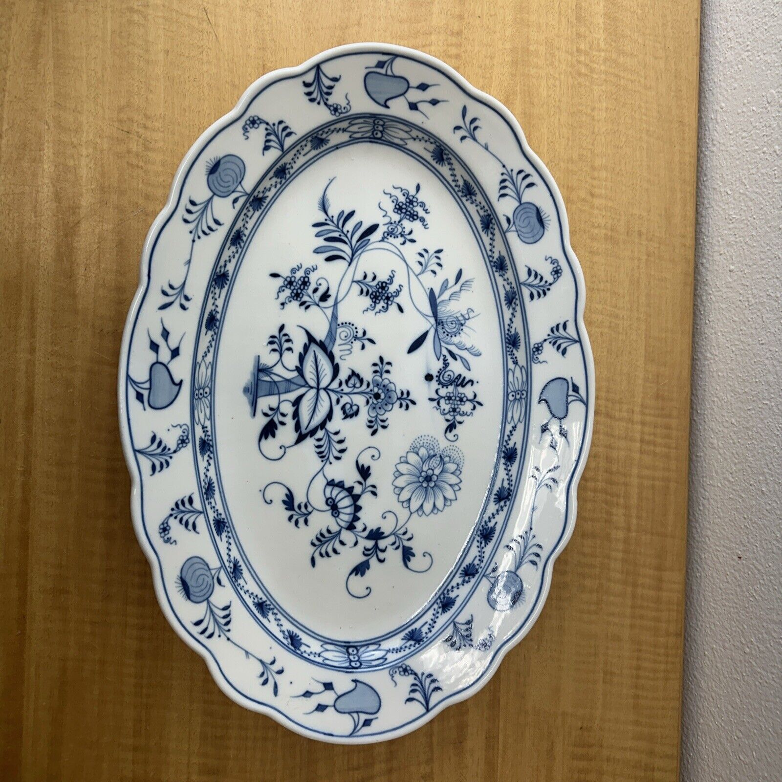 Vintage Small shops Blue Onion Oval Platter