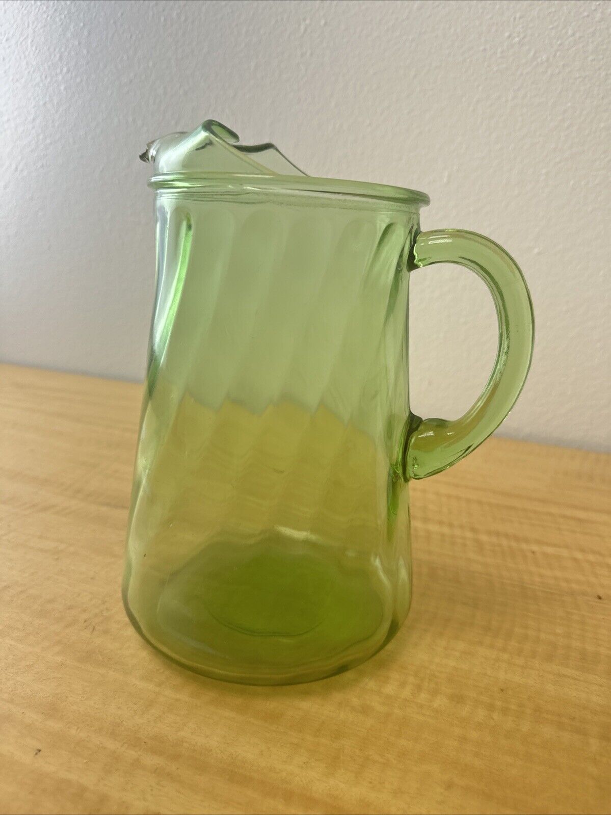 Green glass tall orders pitcher !